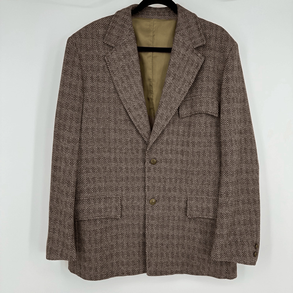 Vintage Pendleton Mens Sport Coat 46R Wool Brown Preppy Old Money Classic